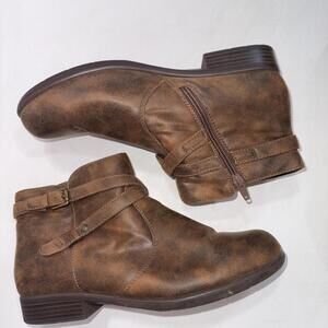 Yüü Becca Side-Zip Faux Leather Rustic Boho Natural Ankle Boots Booties Sz 11W